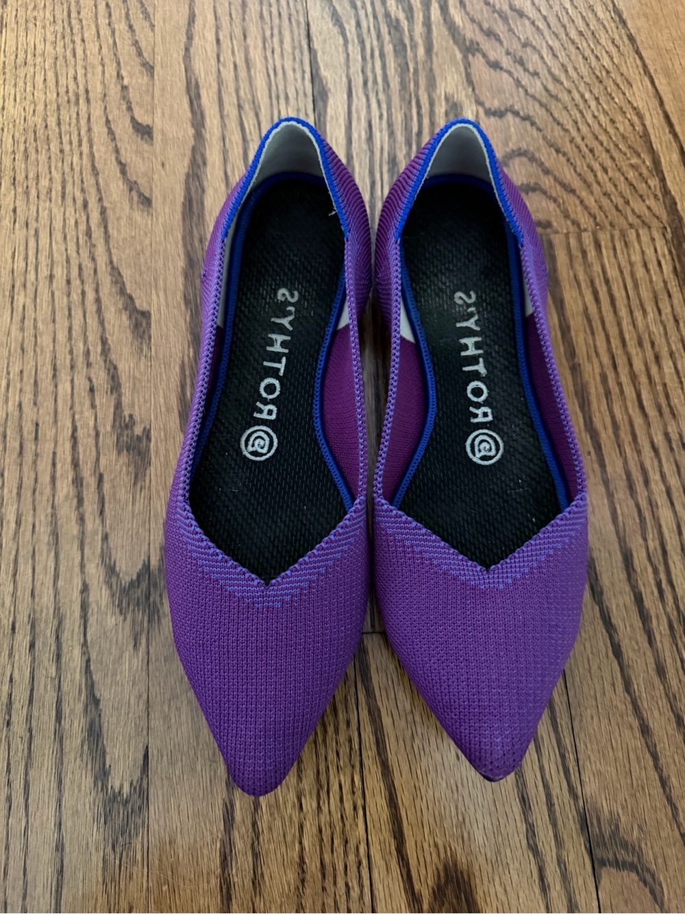Rothy’s Violet Pointed Knit Slip-On Flats, Sz 7.5